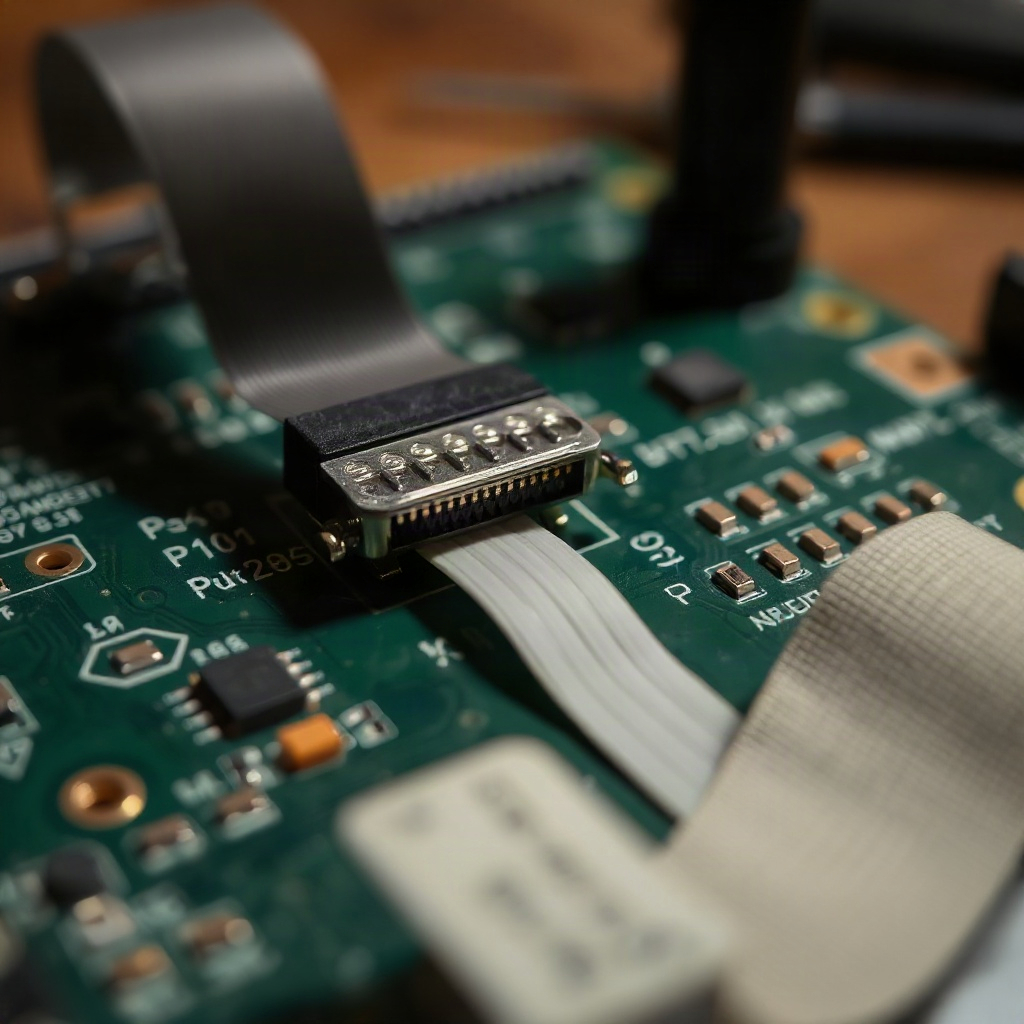 GPIO header close-up on circuit board