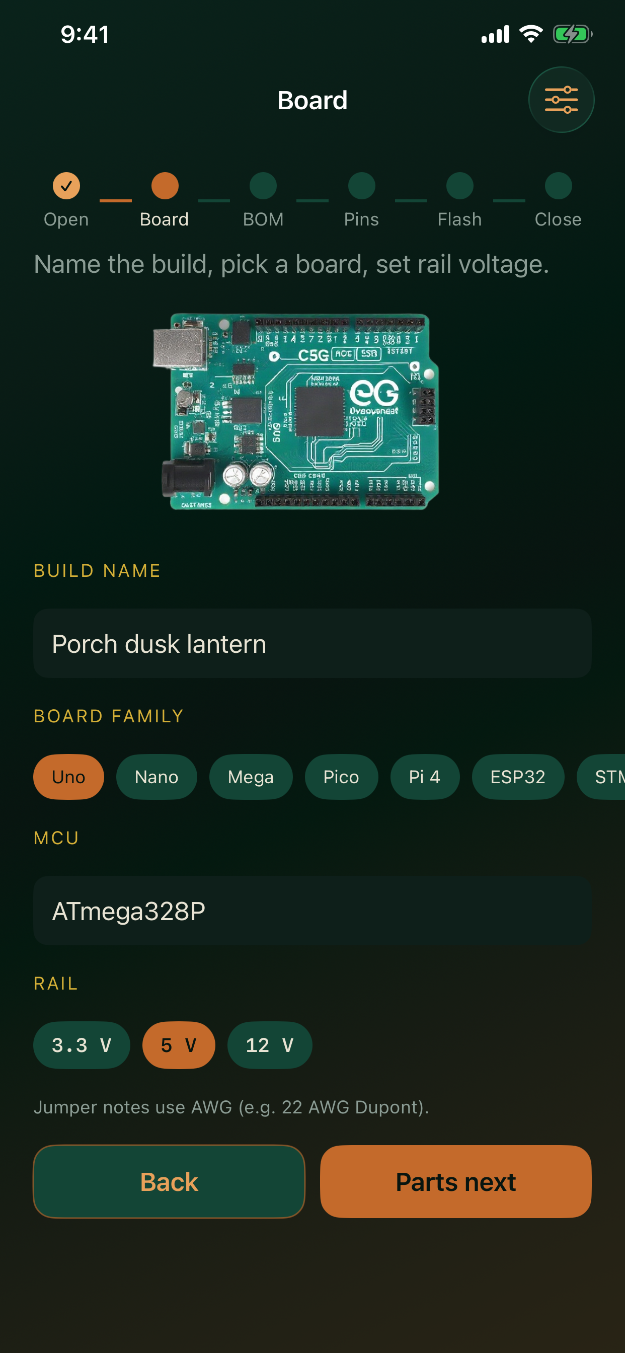 Bench Identity screen